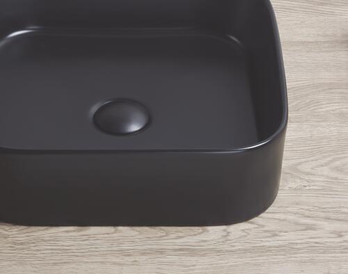 Vasque rectangle à poser LYS en céramique 37 x 37 x 11 cm - noir mat